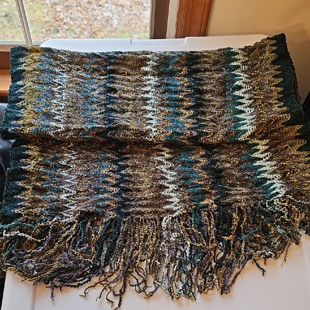 Missoni Vibrant Knit Scarf with Fringe